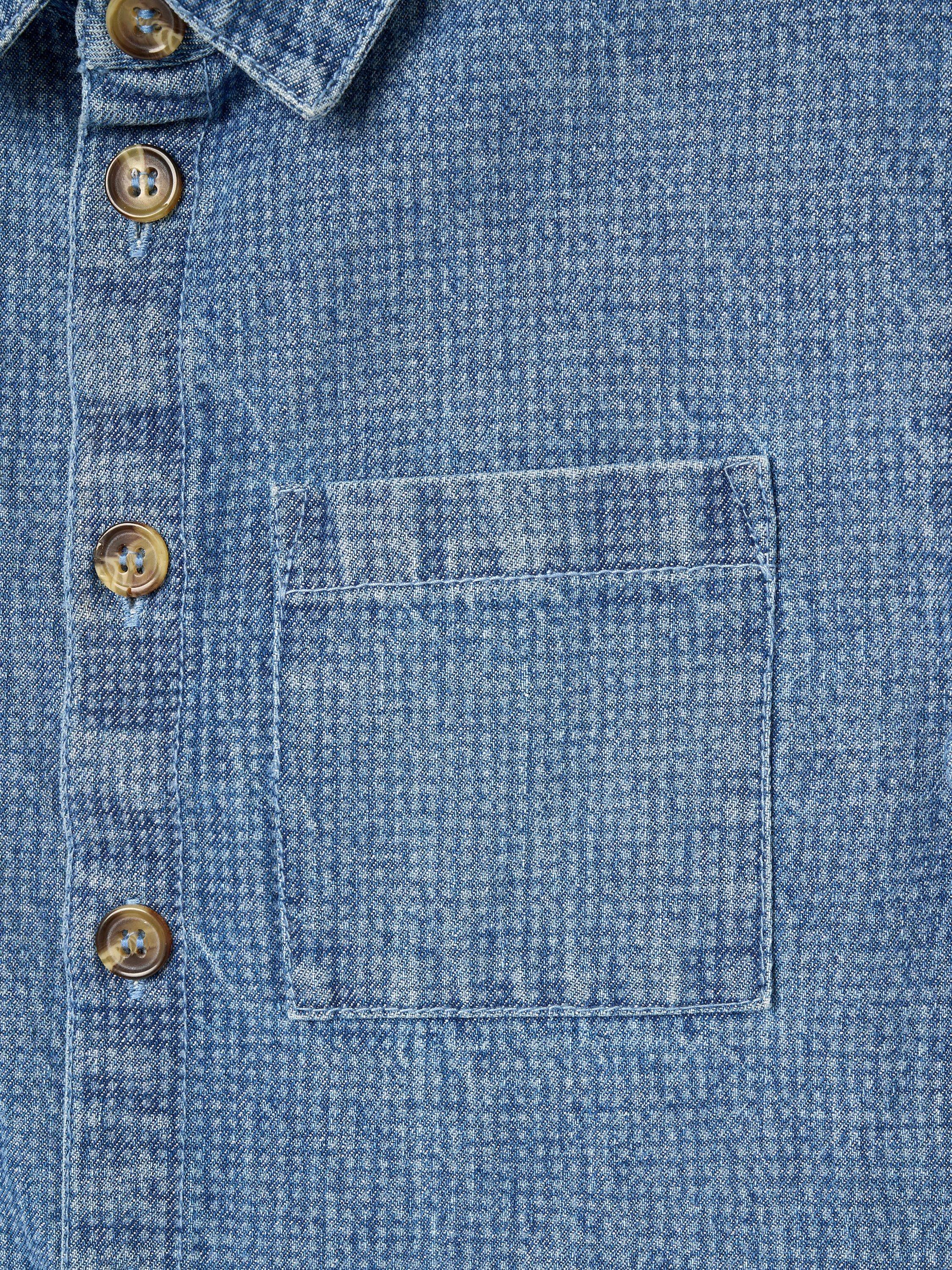 Product image 8 of 8, which shows Angel & Rocket Kids' Denim Jacquard Shirt, Blue, 3 years