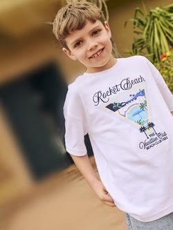 Angel & Rocket Kids' Beach Graphic Cotton Jersey T-Shirt - view 2, White