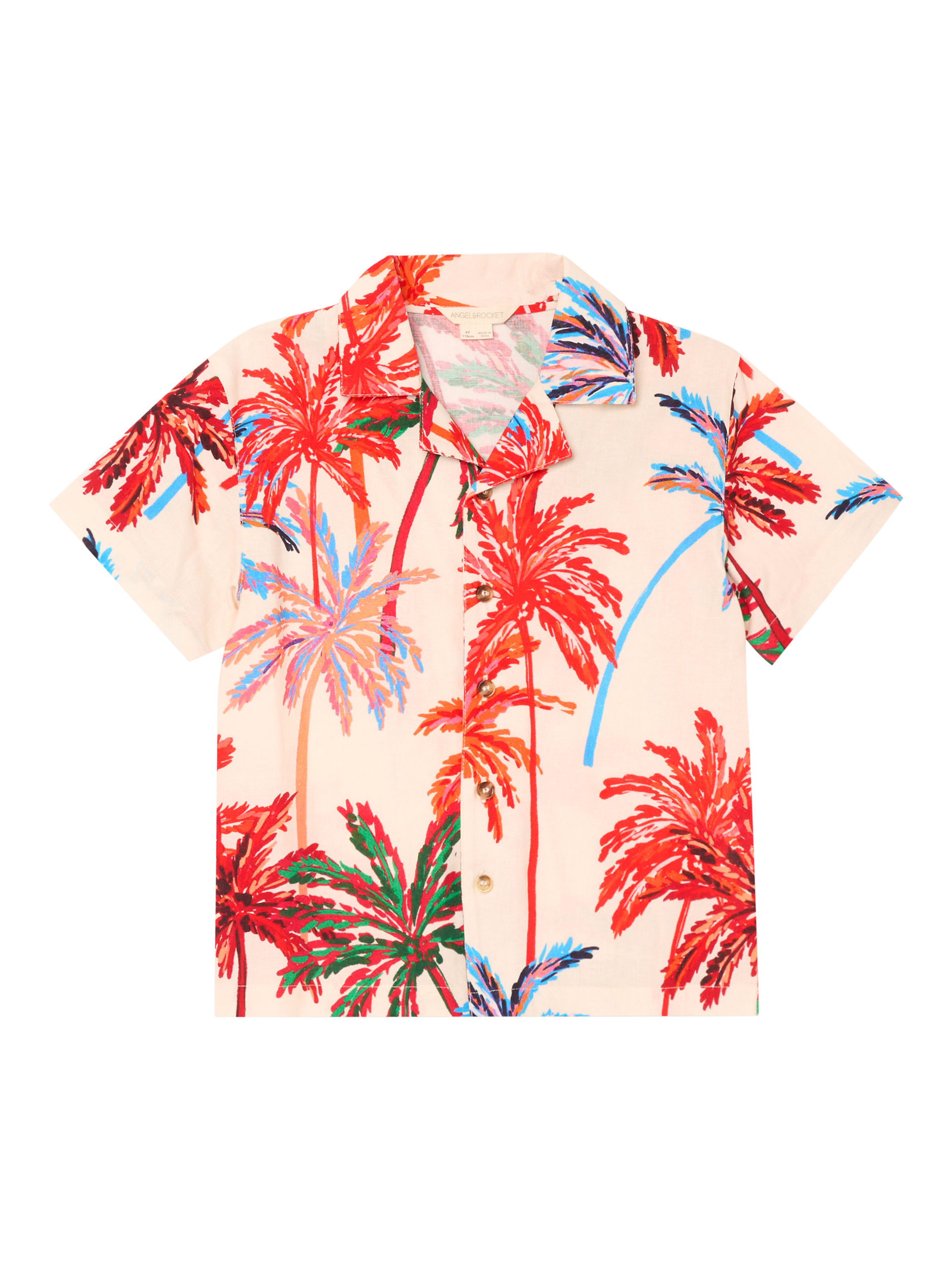 Product image 4 of 6, which shows Angel & Rocket Kids' Cotton Slub Palm Shirt, Multi, 3 years