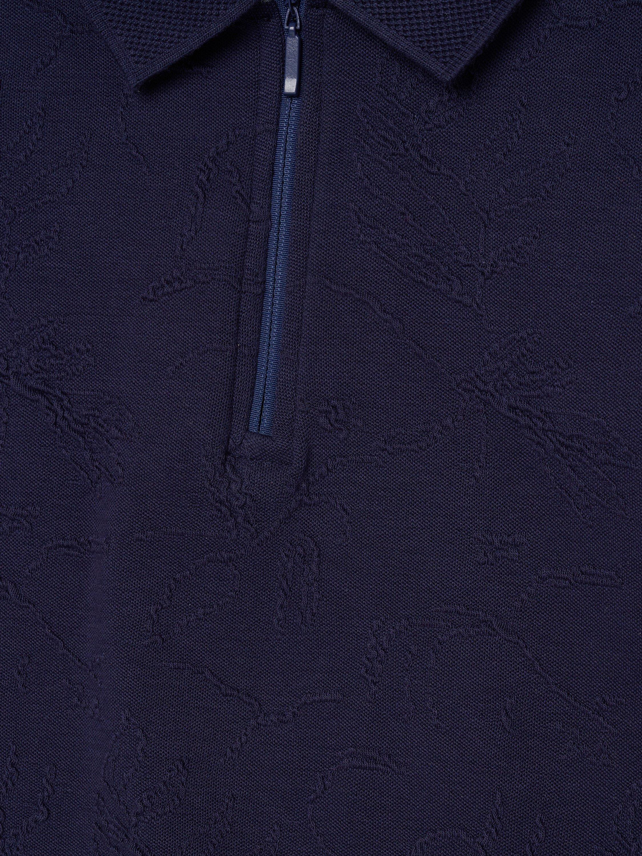 Product image 7 of 7, which shows Angel & Rocket Kids' Jacquard Zip Polo Top, Navy, 3-4 years