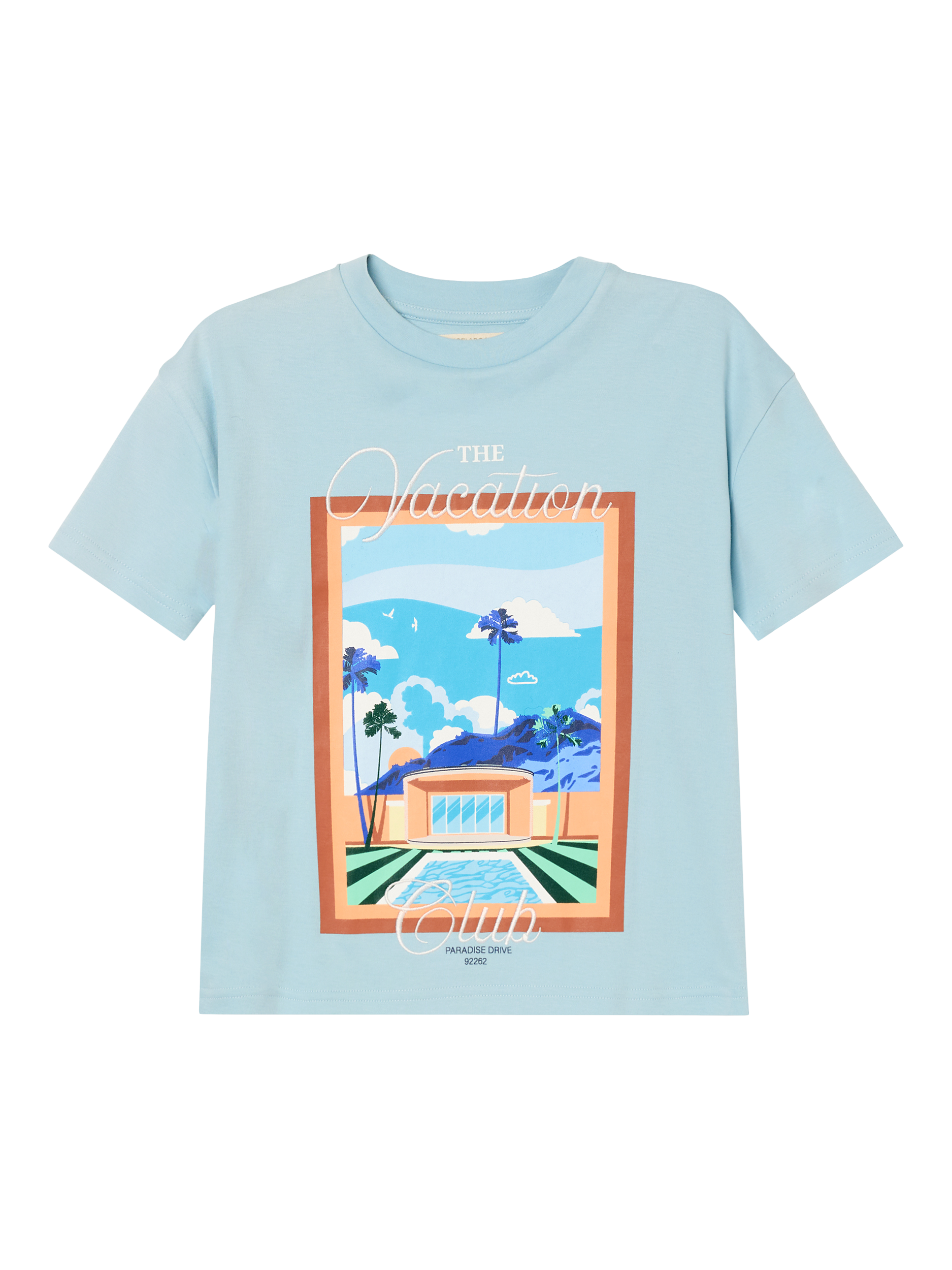 Product image 6 of 8, which shows Angel & Rocket Kids' Postcard Scene T-Shirt, Blue, 3-4 years