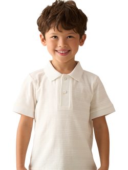 Angel & Rocket Kids' Cotton Textured Polo Shirt, Ivory, Ivory