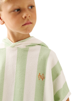 Angel & Rocket Kids' Striped Towelling Poncho, Green - view 2, Green