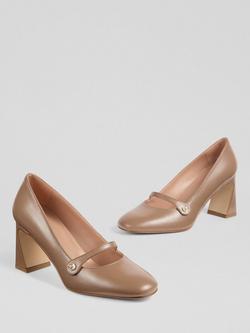 L.K.Bennett Cissy Crinkled Leather Court Shoes, Mocha - view 2, Mocha