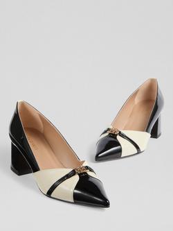 L.K.Bennett Heather Colour Block Leather Court Shoes, Black/Cream - view 2, Black/Cream