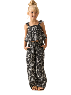 Angel & Rocket Kids' Cotton Top and Wide Leg Trouser Set, Black, Black