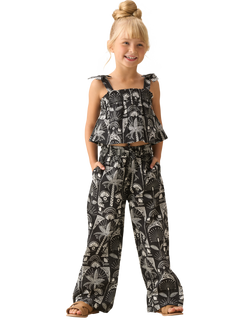 Angel & Rocket Kids' Cotton Top and Wide Leg Trouser Set, Black - view 2, Black