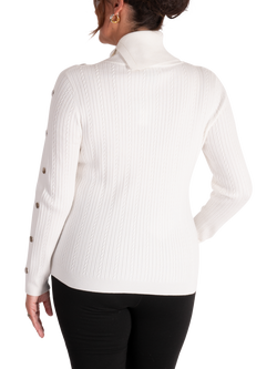 chesca Split Cowl Neck Button Sleeve Jumper, White - view 2, White