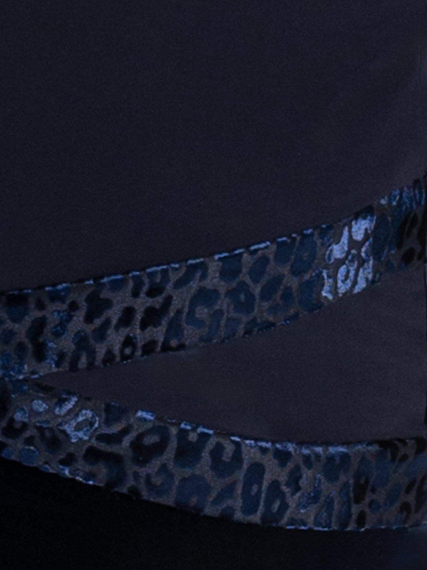Product image 6 of 6, which shows chesca Leopard Print Trim Jersey Top, Navy, 16-18