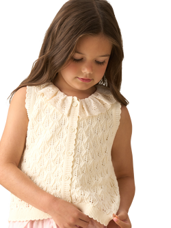 Angel & Rocket Kids' Cotton Sleeveless Crochet Cardigan, White - view 2, White