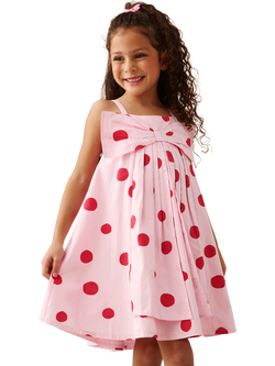 Angel & Rocket Kids' Sleeveless Polka Dot Statement Bow Dress, Pink, Pink