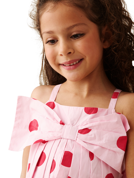 Angel & Rocket Kids' Sleeveless Polka Dot Statement Bow Dress, Pink - view 2, Pink