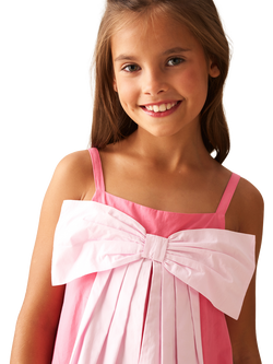 Angel & Rocket Kids' Cotton Sleeveless Oversized Bow Dress, Pink - view 2, Pink