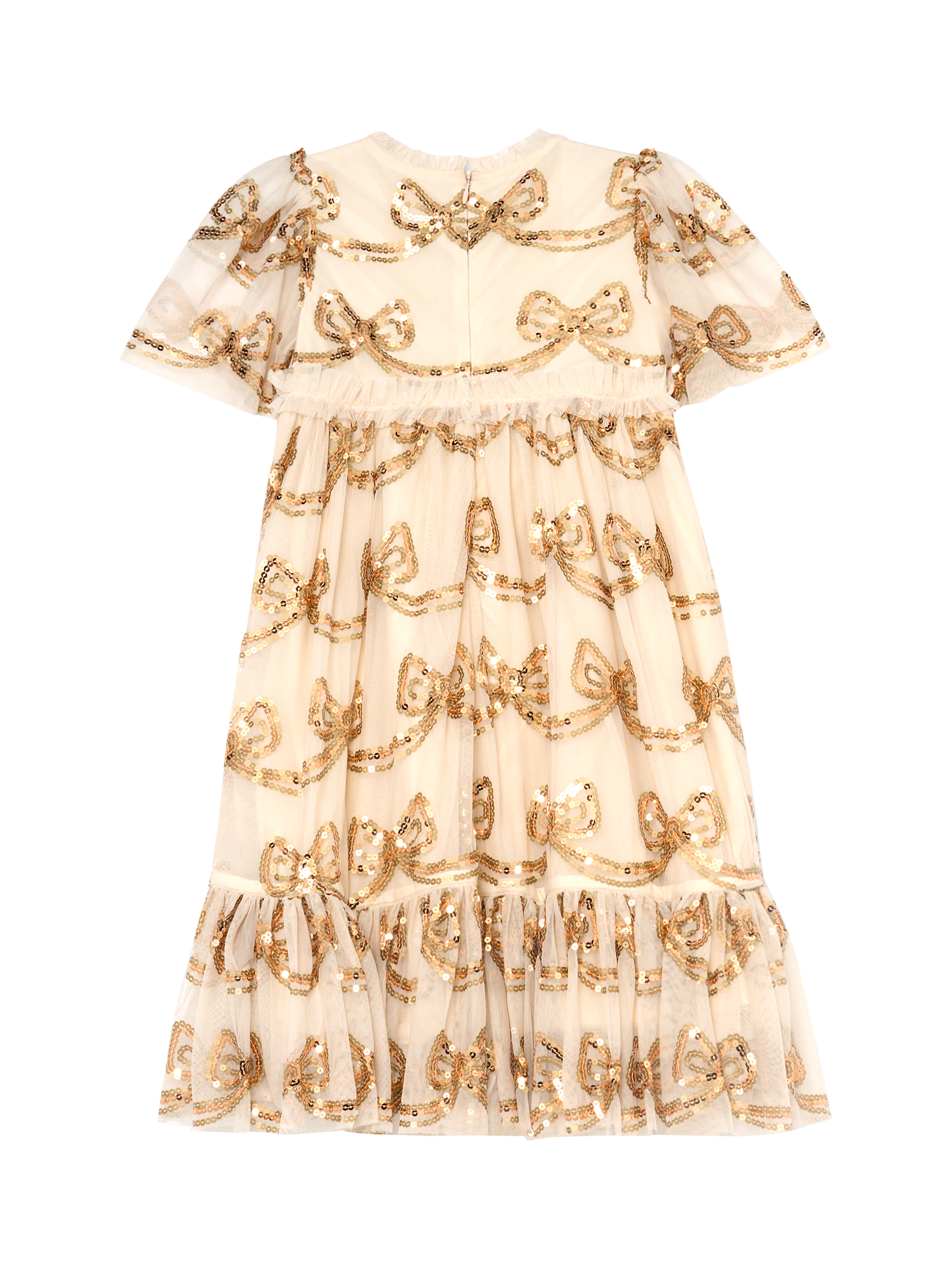 Product image 6 of 7, which shows Angel & Rocket Kids' Sequin Bow Dress, Natural, 2 years