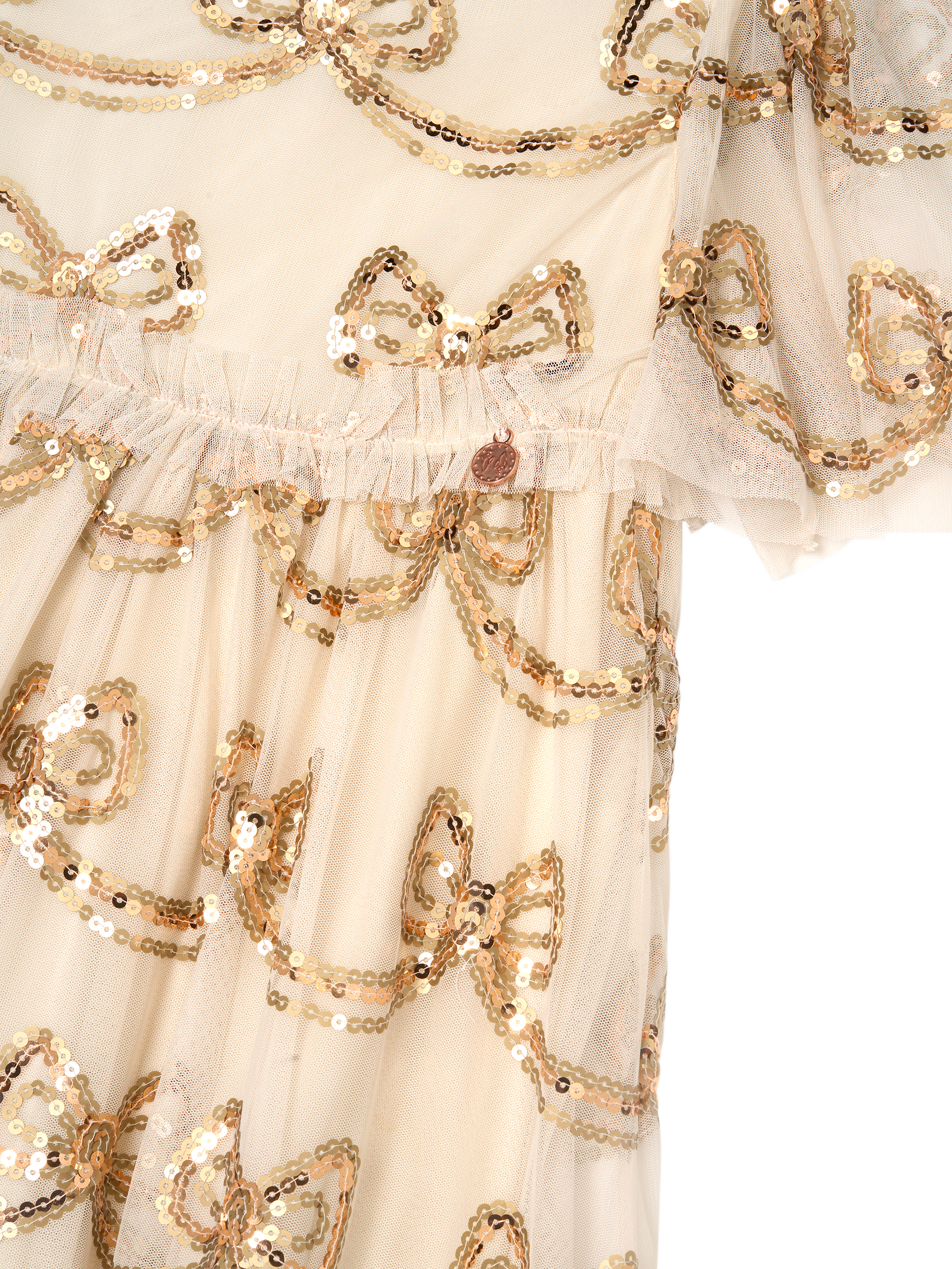 Product image 7 of 7, which shows Angel & Rocket Kids' Sequin Bow Dress, Natural, 2 years