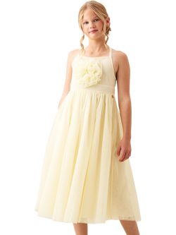 Angel & Rocket Kids' Sleeveless Mesh Corsage Dress, Yellow, Yellow