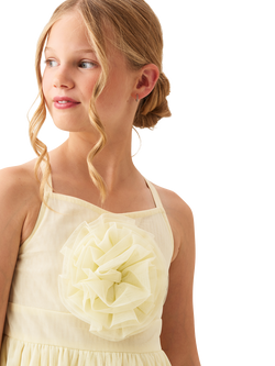 Angel & Rocket Kids' Sleeveless Mesh Corsage Dress, Yellow - view 2, Yellow