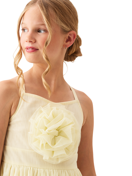 Angel & Rocket Kids' Sleeveless Mesh Corsage Dress, Yellow - view 2, Yellow