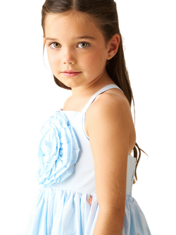 Angel & Rocket Kids' Corsage Scallop Swing Dress, Blue - view 2, Blue