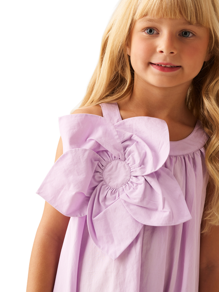 Angel & Rocket Kids' Corsage Swing Dress, Purple - view 2, Purple