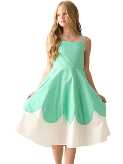 Angel & Rocket Kids' Cotton Sleeveless Scallop Dress, Green, Green
