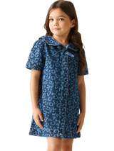 Angel & Rocket Kids' Leopard Print Denim Dress, Blue