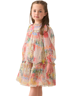 Angel & Rocket Kids' Mesh Frill Dress, Cream, Cream