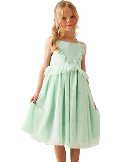 Angel & Rocket Kids' Mesh Frill Dress, Green, Green