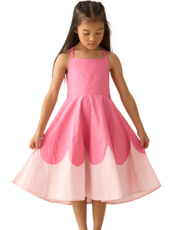 Angel & Rocket Kids' Cotton Sleeveless Scallop Dress, Pink, Pink