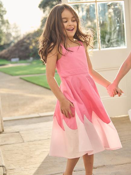 Angel & Rocket Kids' Cotton Sleeveless Scallop Dress, Pink - view 2, Pink