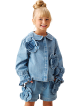 Angel & Rocket Kids' 3D Flower Denim Shirt, Blue