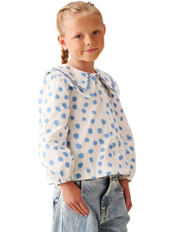 Angel & Rocket Kids' Leonie Double Collar Spot Top, Blue, Blue