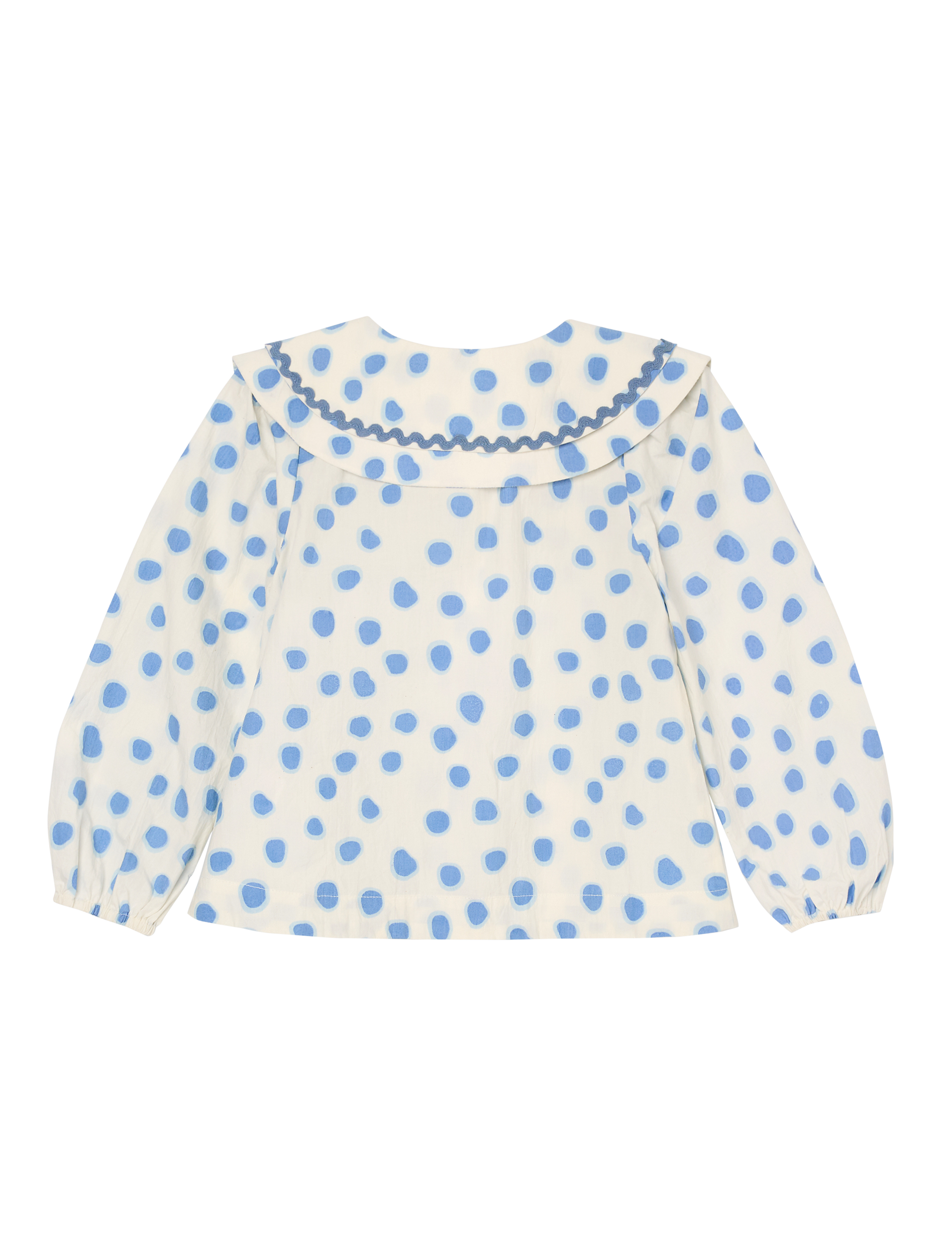 Product image 6 of 7, which shows Angel & Rocket Kids' Leonie Double Collar Spot Top, Blue, 2 years
