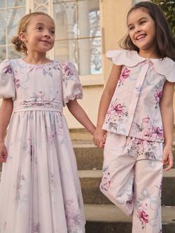 Angel & Rocket Kids' Cleo Floral Scallop Collar Top, Pink - view 2, Pink