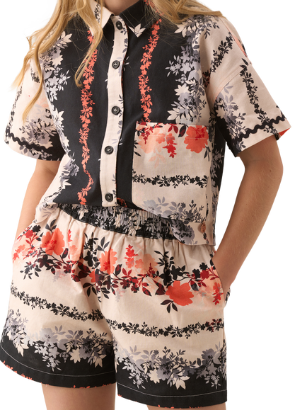 Angel & Rocket Kids' Cotton Rich Printed Shorts, Cream, Cream