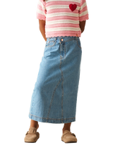 Angel & Rocket Kids' Asymmetric Denim Midi Skirt, Blue