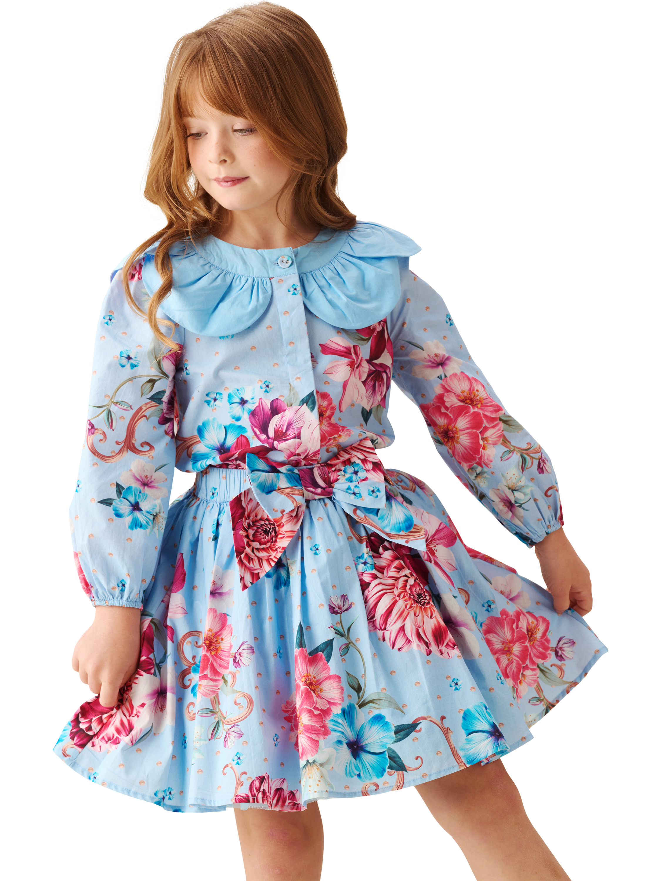 Product image 2 of 8, which shows Angel & Rocket Kids' Floral Print Bow Skirt, Multi, 2 years