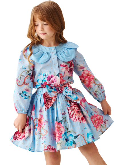 Angel & Rocket Kids' Floral Print Bow Skirt, Multi - view 2, Multi