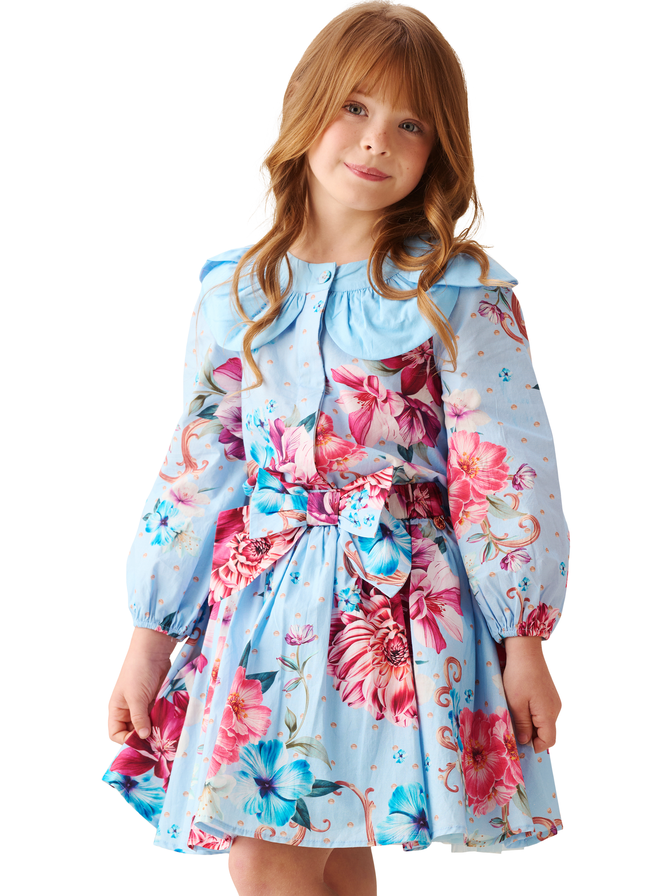 Product image 4 of 8, which shows Angel & Rocket Kids' Floral Print Bow Skirt, Multi, 2 years
