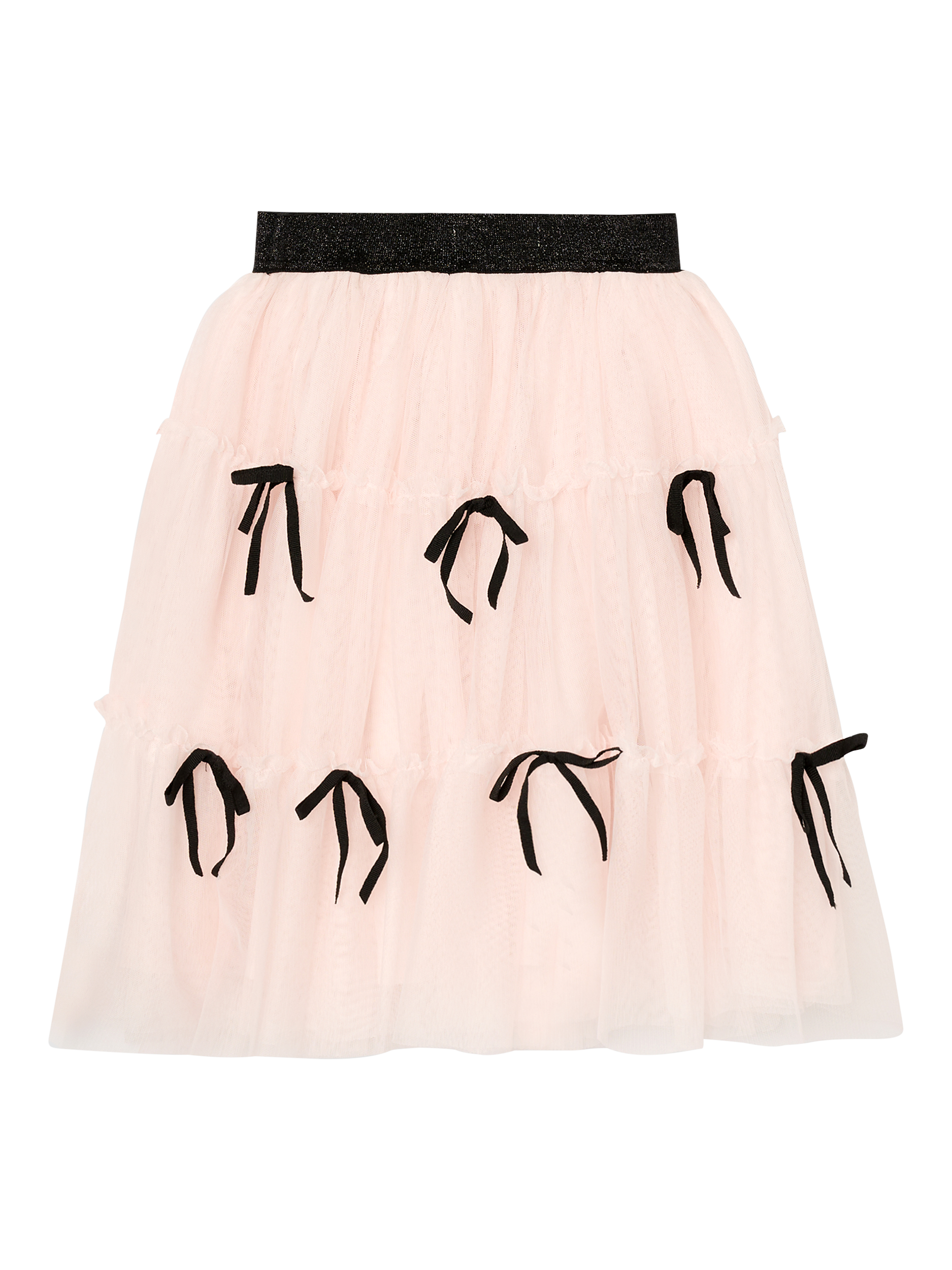 Product image 6 of 7, which shows Angel & Rocket Kids' Mesh Mini Bow Skirt, Pink/Black, 3 years