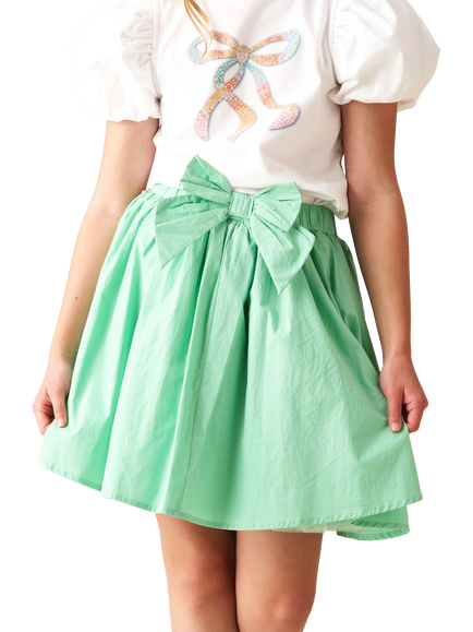 Angel & Rocket Kids' Bow Waist Skirt, Green, Green