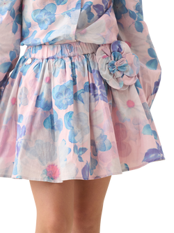 Angel & Rocket Kids' Cotton Floral Corsage Skirt, Pink, Pink