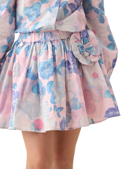 Angel & Rocket Kids' Cotton Floral Corsage Skirt, Pink, Pink