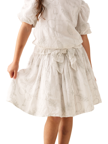 Angel & Rocket Kids' Floral Embroidered Skirt, White, White