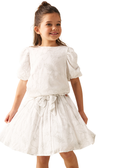 Angel & Rocket Kids' Floral Embroidered Skirt, White - view 2, White