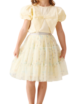 Angel & Rocket Kids' Floral Mesh Skirt, Yellow, Yellow