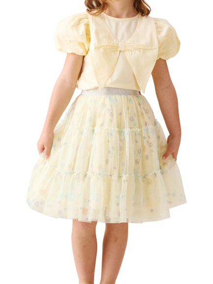 Angel & Rocket Kids' Floral Mesh Skirt, Yellow, Yellow