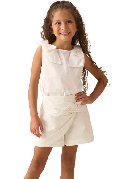 Angel & Rocket Kids' Ellie Wrap Detail Mini Skort, White - view 2, White