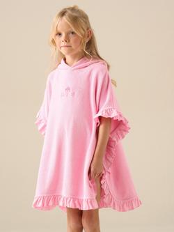 Angel & Rocket Kids' Shelley Embroidered Towelling Poncho, Multi/Pink, 