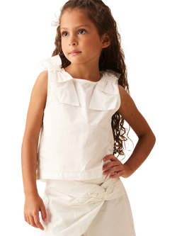 Angel & Rocket Kids' Cotton Sleeveless Oversized Bow Vest Top, White, White